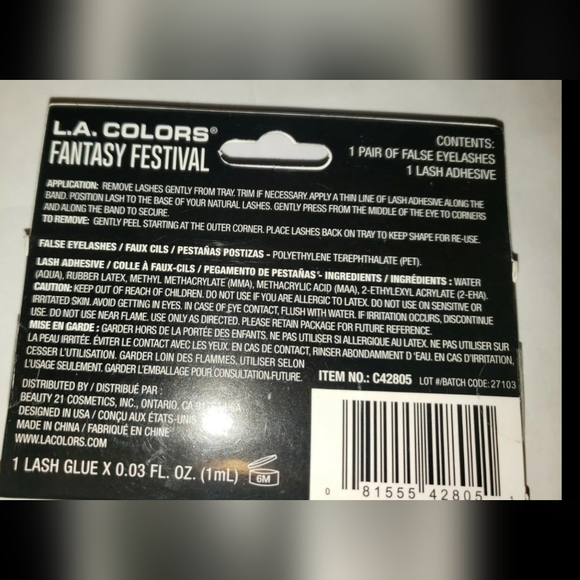*: New L.A. Colors FANTASY FESTIVAL False Lashes Fake Eyelashes 3D duo adhesive - Picture 3 of 7